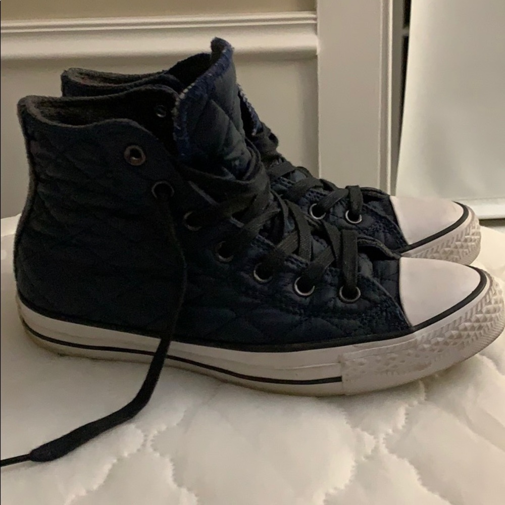 Converse quilted navy high tops fall winter puffer lace up casual street wear - Picture 7 of 7